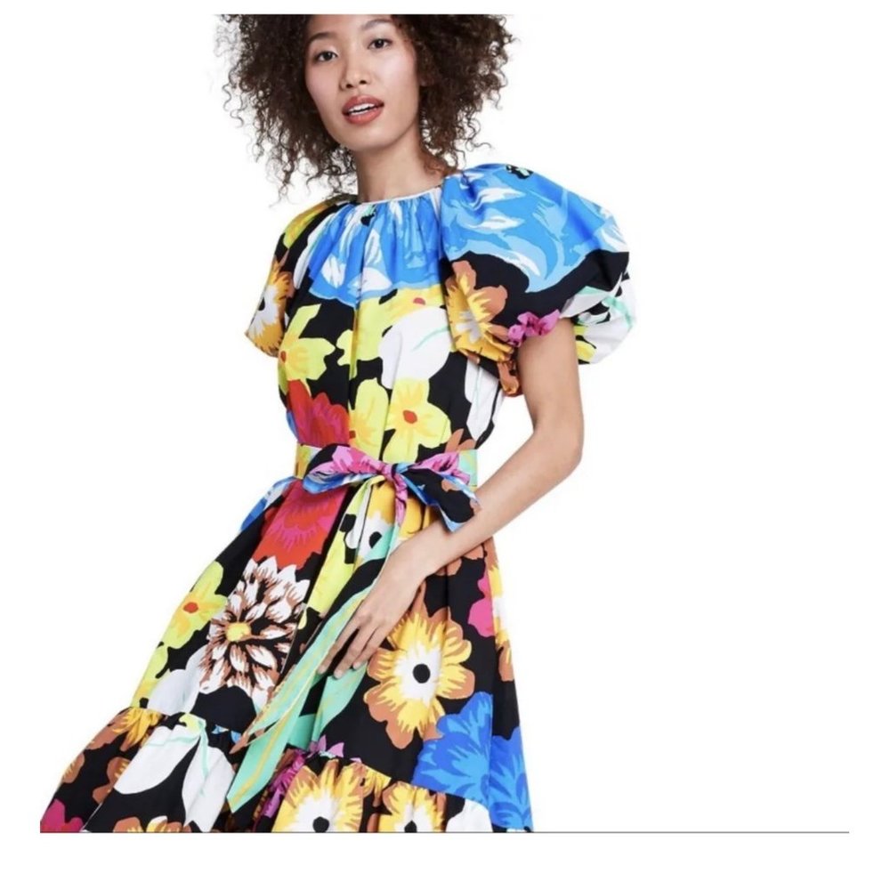 NWT Christopher John Rogers x Target Floral Puff Sleeve Dress High Low Large - Picture 14 of 15